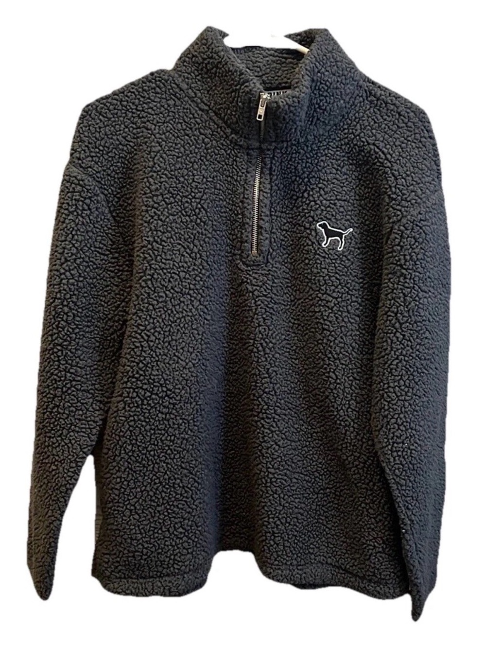 PINK Victoria’s Secret Gray Sherpa 1/4 Zip Pullover Sweatshirt Cozy Warm Size S